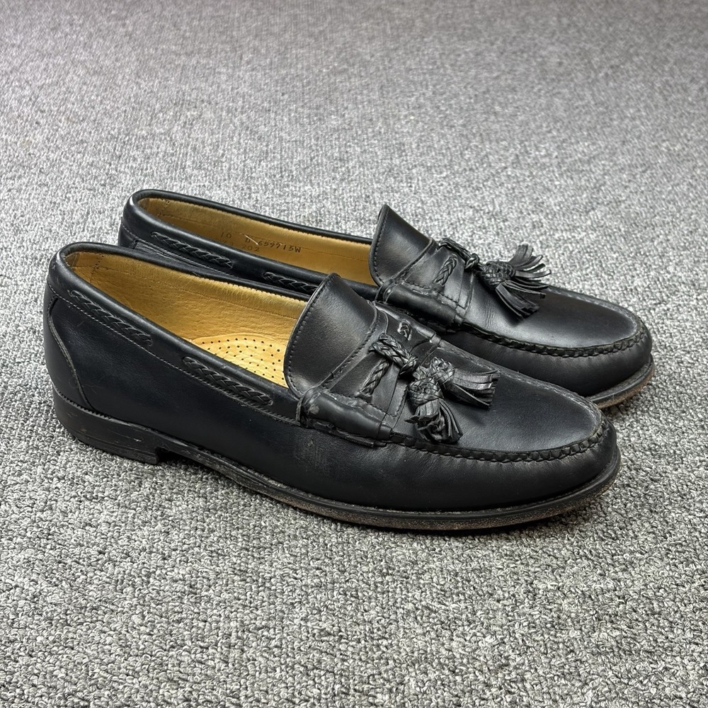 Sebago French Calfskin Handsewn Black Tassel Loafers Men's Size 10 D Leather USA